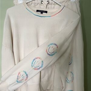 Ocean Drive Cream Sweater with Multicolor Smiley Accents